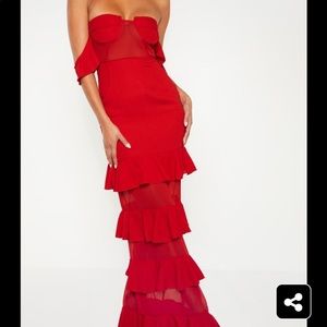 Red PLT ruffled maxi dress NWOT never worn